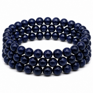 Blue Sandstone Wrap Bracelet 23 Inch Rubber String Bracelet Cum Necklace