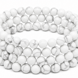 White Howlite Wrap Bracelet 23 Inch Rubber String Bracelet Cum Necklace