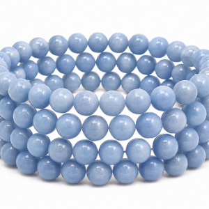 Angelite Wrap Bracelet 23 Inch Rubber String Bracelet Cum Necklace