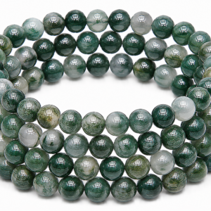 Moss Agate Wrap Bracelet 23 Inch Rubber String Bracelet Cum Necklace