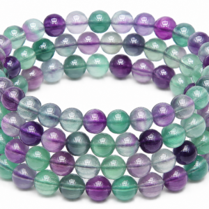 Rainbow Fluorite Wrap Bracelet 23 Inch Rubber String Bracelet Cum Necklace