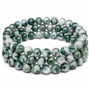 Tree Agate Wrap Bracelet 23 Inch Rubber String Bracelet Cum Necklace
