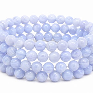 Blue Lace Agate Wrap Bracelet 23 Inch Rubber String Bracelet Cum Necklace