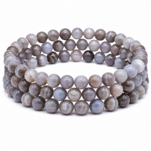 Botswana Agate Wrap Bracelet 23 Inch Rubber String Bracelet Cum Necklace