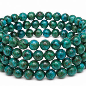 Chrysocolla Wrap Bracelet 23 Inch Rubber String Bracelet Cum Necklace