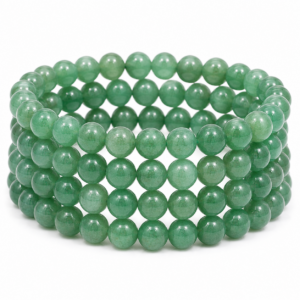 Green Aventurine Wrap Bracelet 23 Inch Rubber String Bracelet Cum Necklace