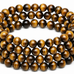 Golden Tiger Eye Wrap Bracelet 23 Inch Rubber String Bracelet Cum Necklace