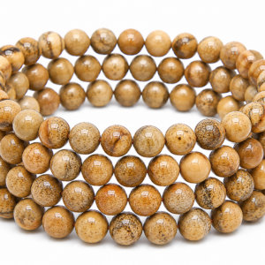 Picture Jasper Wrap Bracelet 23 Inch Rubber String Bracelet Cum Necklace