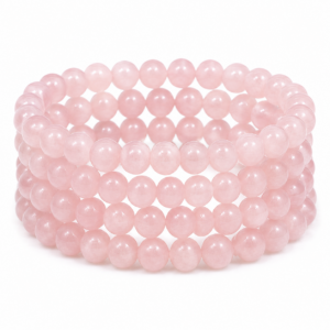 Rose Quartz Wrap Bracelet 23 Inch Rubber String Bracelet Cum Necklace