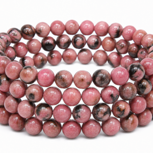 Rhodonite Wrap Bracelet 23 Inch Rubber String Bracelet Cum Necklace