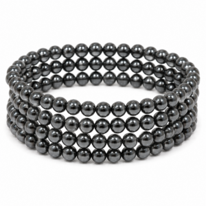 Hematite Wrap Bracelet 23 Inch Rubber String Bracelet Cum Necklace