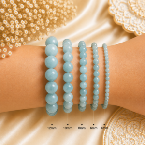 Aquamarine Bracelet Genuine Gemstone Beaded Bracelet Blue Crystal Jewelry