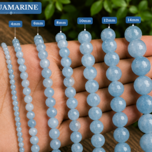Aquamarine Faceted Loose Beads Round 15 Inch Strand