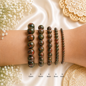 African Bloodstone Bracelet Genuine Gemstone Stretch Beaded Bracelet