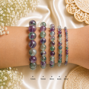 Fluorite Bracelet Genuine Gemstone Round Bead Bracelet for Men and Women