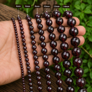 Garnet Faceted Loose Beads Round 15 Inch Strand