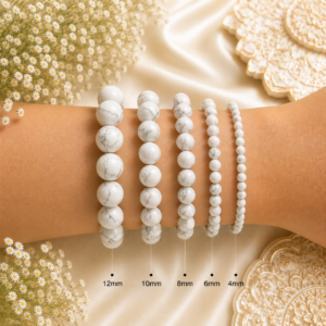 Howlite Bracelet Genuine White Gemstone Bead Bracelet