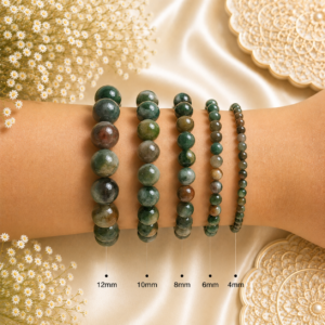 Indian Agate Bracelet Genuine Gemstone Beaded Stretch Bracelet