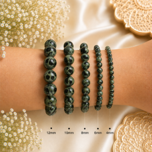 Kambaba Bracelet Genuine Green and Black Gemstone Bead Bracelet Handmade by DIYSM