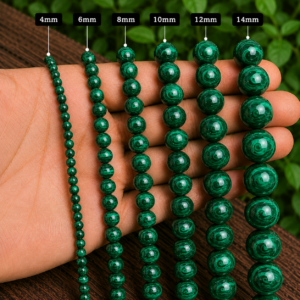 Malachite Faceted Loose Beads Round 15 Inch Strand