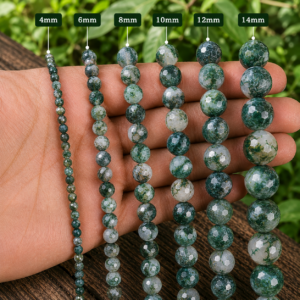 Moss Agate Faceted Loose Beads Round 15 Inch Strand