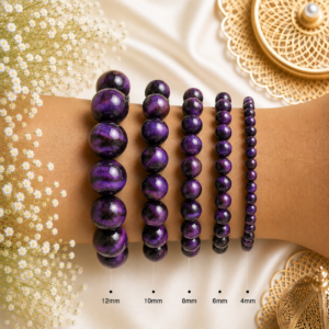 Purple Tiger Eye Bracelet Genuine Gemstone Beaded Bracelet
