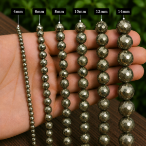 Pyrite Faceted Loose Beads Round 15 Inch Strand