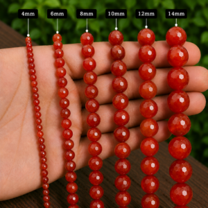 Carnelian Red Faceted Loose Beads Round 15 Inch Strand