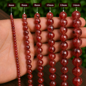 Red Hematoid Quartz Faceted Loose Beads Round 15 Inch Strand
