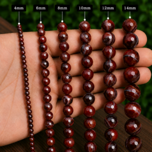Red Sulemani Hakik Faceted Loose Beads Round 15 Inch Strand