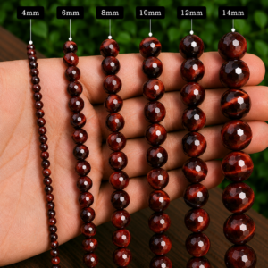 Red Tiger Eye Faceted Loose Beads Round 15 Inch Strand