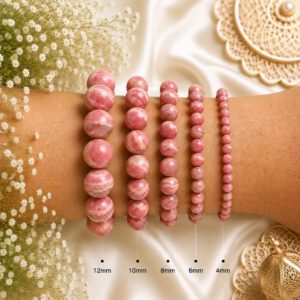 Rhodochrosite Bracelet Genuine Gemstone Bead Bracelet for Men and Women