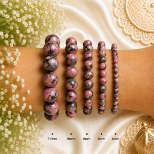 Rhodonite Bracelet | Genuine Gemstone Bead Bracelet | DIYSM