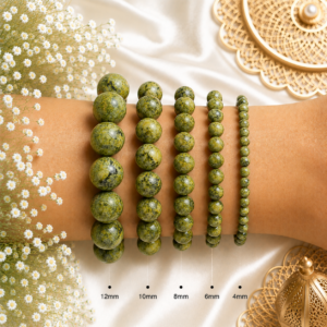 Serpentine Bracelet Genuine Green Gemstone Beaded Bracelet Round Beads