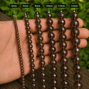 Smokey Quartz Faceted Loose Beads Round 15 Inch Strand