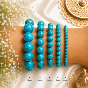 Turquoise Blue Bracelet Premium Genuine Gemstone Beaded Bracelet