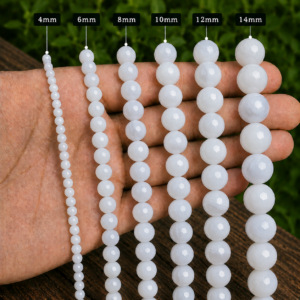 White Agate Faceted Loose Beads Round 15 Inch Strand