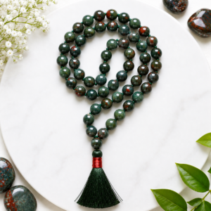 African Bloodstone Jap Mala 54+1 Beads 12mm Meditation Prayer Necklace