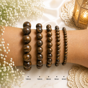 Bronzite Bracelet with Polished Gemstone Beads for Men and Women