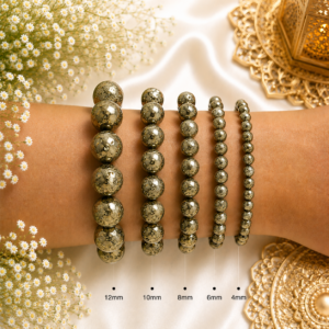 Golden Pyrite Bracelet Genuine Gemstone Round Bead Bracelet