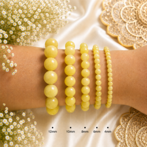 Lemon Jade Bracelet Genuine Yellow Green Gemstone Round Bead Bracelet