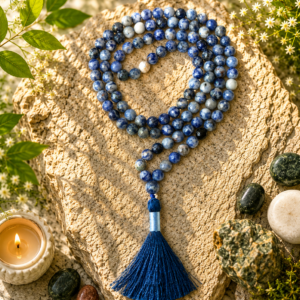 Sodalite Faceted Jap Mala 108+1 Beads Meditation Prayer Necklace
