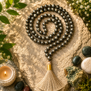 Pyrite Faceted Jap Mala 108+1 Beads Meditation Prayer Necklace