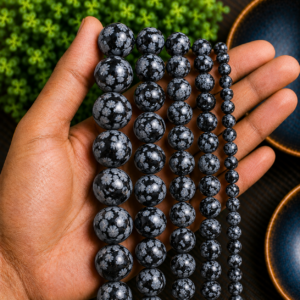 Snowflake Obsidian Loose Beads Genuine Gemstone Beads for Jewelry Making
