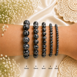 Snowflakes Obsidian Bracelet | Genuine Gemstone Beaded Bracelet | DIYSM