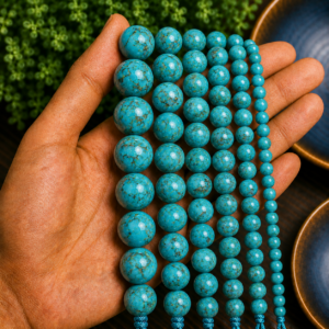 Turquoise Blue Loose Beads for Jewelry Making – Premium Gemstone Round Beads